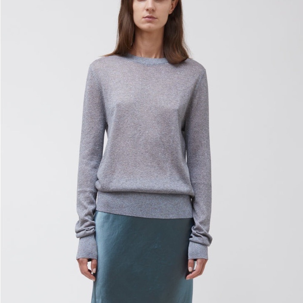Sies Marjan Pierre Lurex Melange Crewneck Sweater in Gray With Sparkles - Small